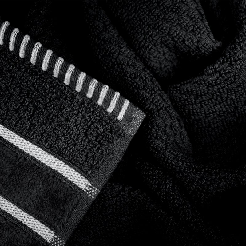 Lavish Home Luxury Cotton Towel Set - Rice Weave 100% Egyptian Cotton 6 Piece Set with 2 Bath Towels, 2 Hand Towels and 2 Washcloths - Black - Image 2